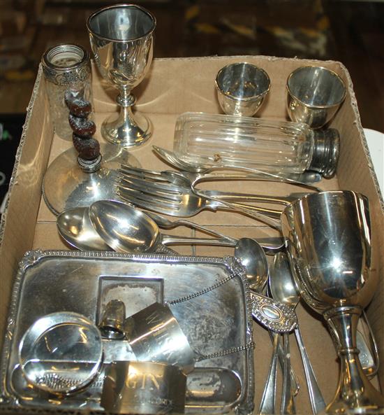 Silver ink stand cups, labels, spoons etc